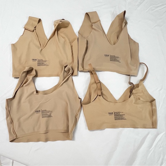 Lot of 4 True & Co True Body M Wireless Bra Plunge Scoop Nude No Pads - Picture 4 of 9